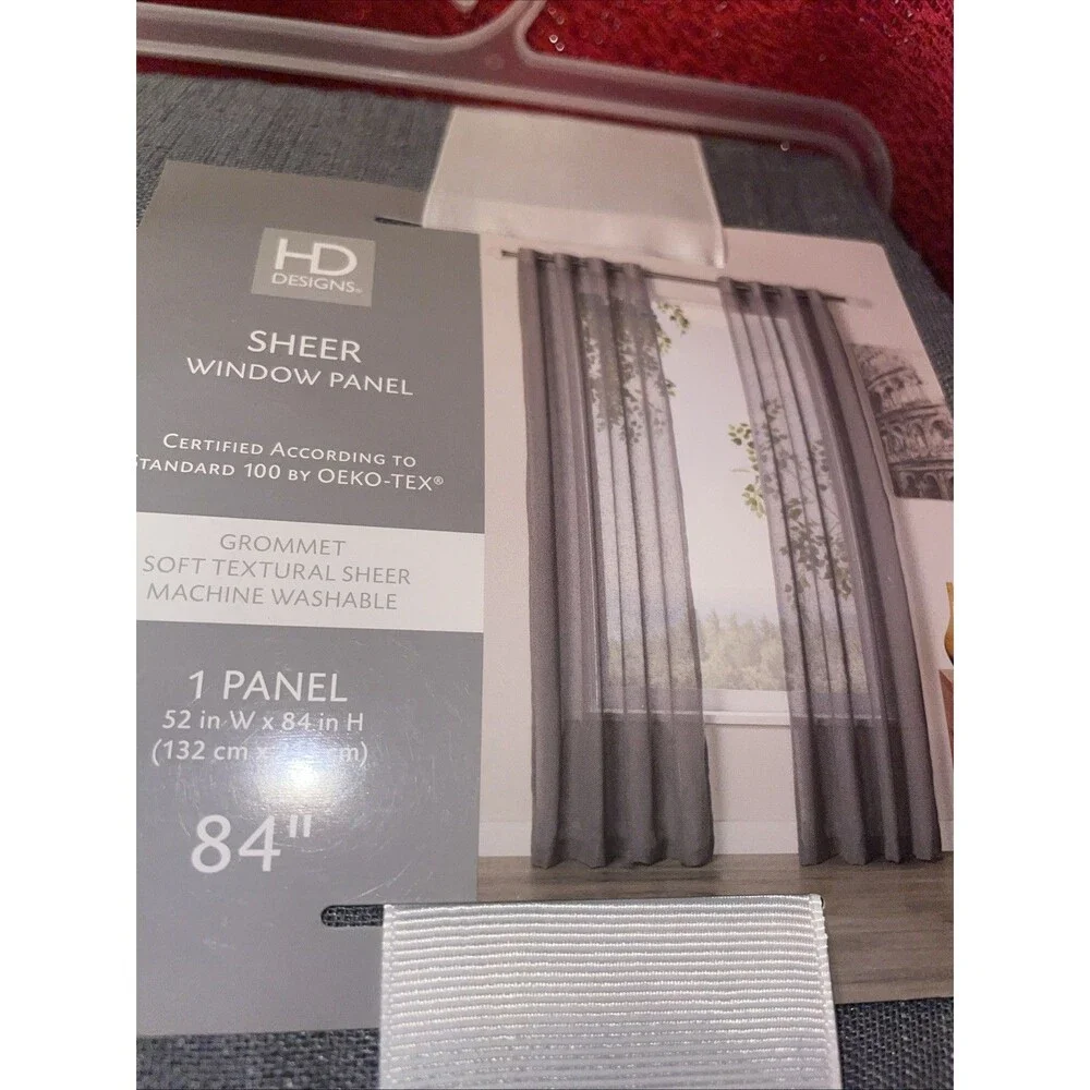 1 SOLID Window Curtains 52x84”  Grommets Textured Sheer Gray